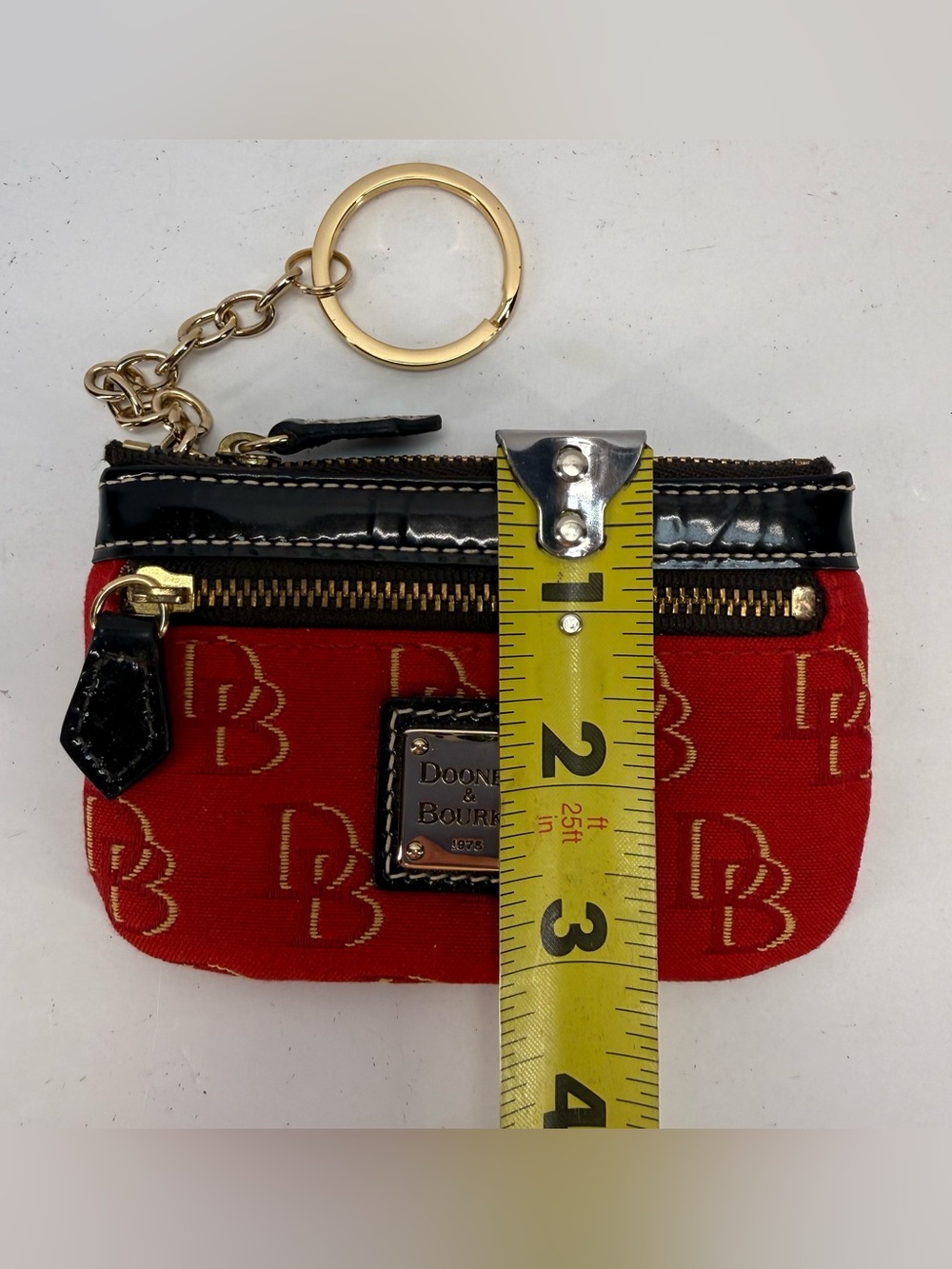 Dooney & Bourke Red Small Coin Case with Gold Hardware - Picture 8 of 11